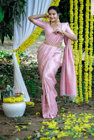 Designer Lichi Silk Saree with Lavish Pallu & Border