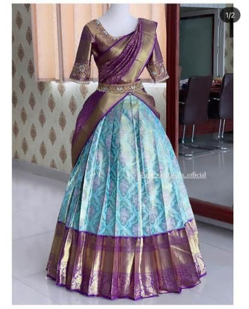Kanjiveram Silk Zari Lehanga With Blouse Along With Banarashi Silk Duppta - L-001