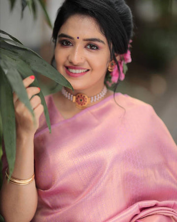 Festive Lichi Silk Saree with Ornate Pallu & Border