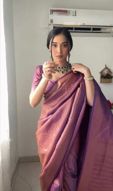 Luxurious Soft Lichi Silk Saree with Rich Pallu & Jacquard Details