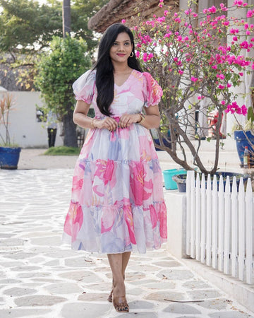 Beautiful Pink Kota Fabric Frock