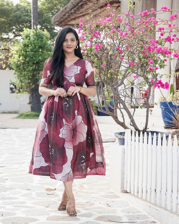 Stylish Digital Print Kota Fabric Frocks