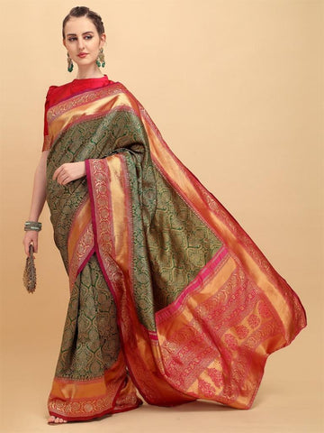 Green Regal Lichi Silk Saree with Rich Jacquard Pallu