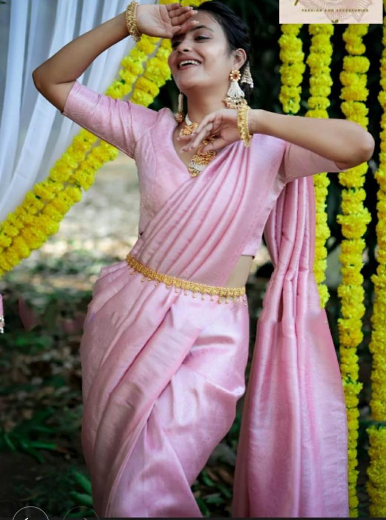 Designer Lichi Silk Saree with Lavish Pallu & Border