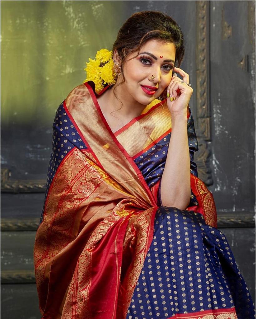 Stunning Soft Lichi Silk Saree with Exclusive Blouse Work