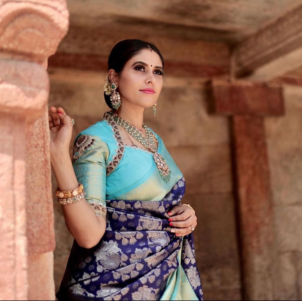 Regal Lichi Silk Saree with Exclusive Blouse Finish