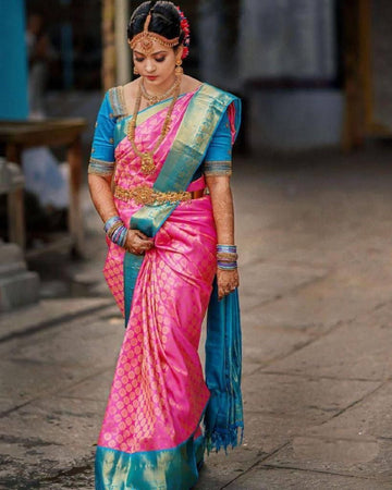Artistic Soft Lichi Silk Saree with Elegant Jacquard Border