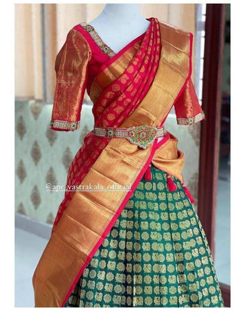 Kanjiveram Silk Zari Lehanga With Blouse Along With Banarashi Silk Duppta - L-003