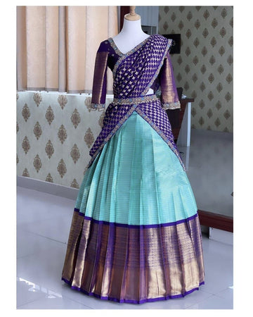 Kanjiveram Silk Zari Lehanga With Blouse Along With Banarashi Silk Duppta - L-002