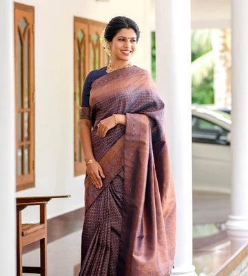 Majestic Jacquard Lichi Silk Saree with Lavish Blouse Design