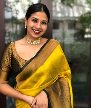 Grand Lichi Silk Saree with Stunning Jacquard Blouse Work