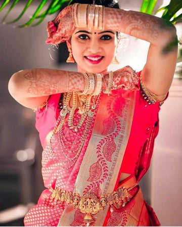 Ornate Soft Lichi Silk Saree with Lavish Blouse Details