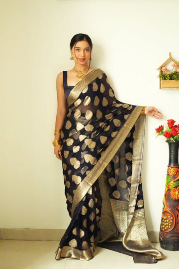 Elegant Lichi Silk Saree with Beautiful Blouse Details
