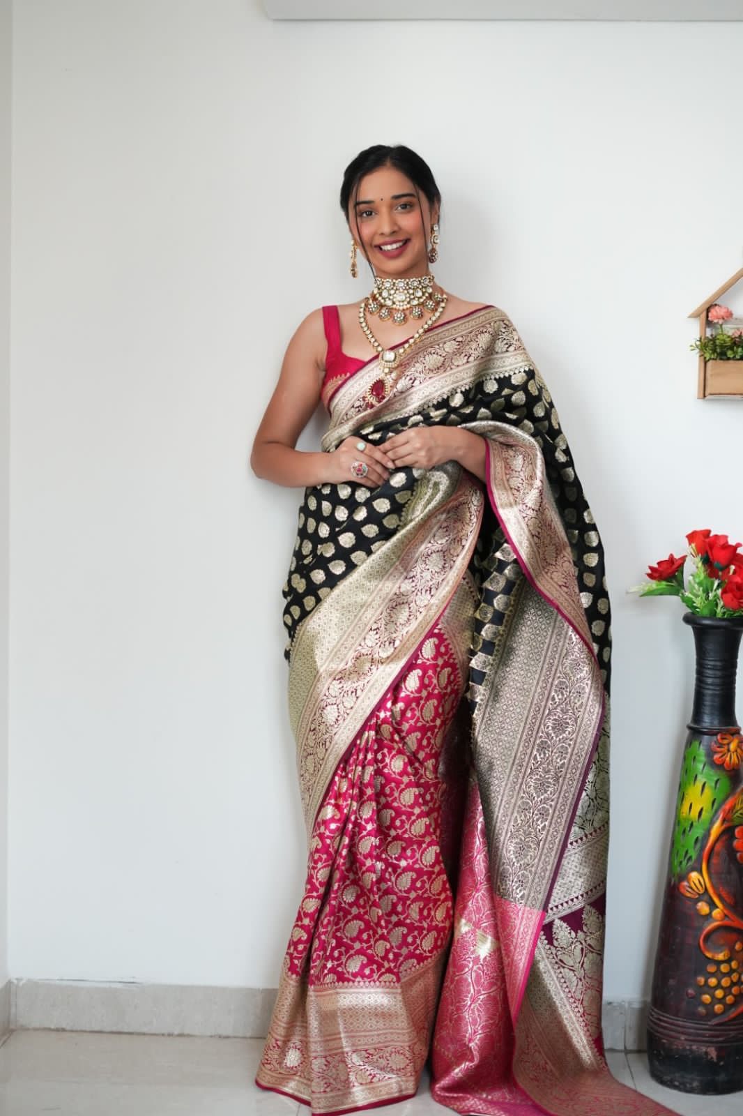 Festive Lichi Silk Saree with Lavish Blouse Border