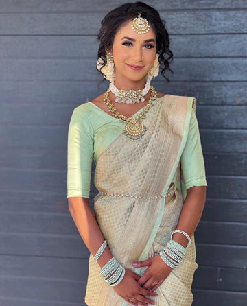 Premium Lichi Silk Saree with Ornate Blouse Design