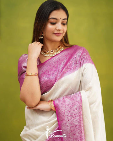 Luxurious Soft Lichi Silk Saree with Rich Jacquard Work