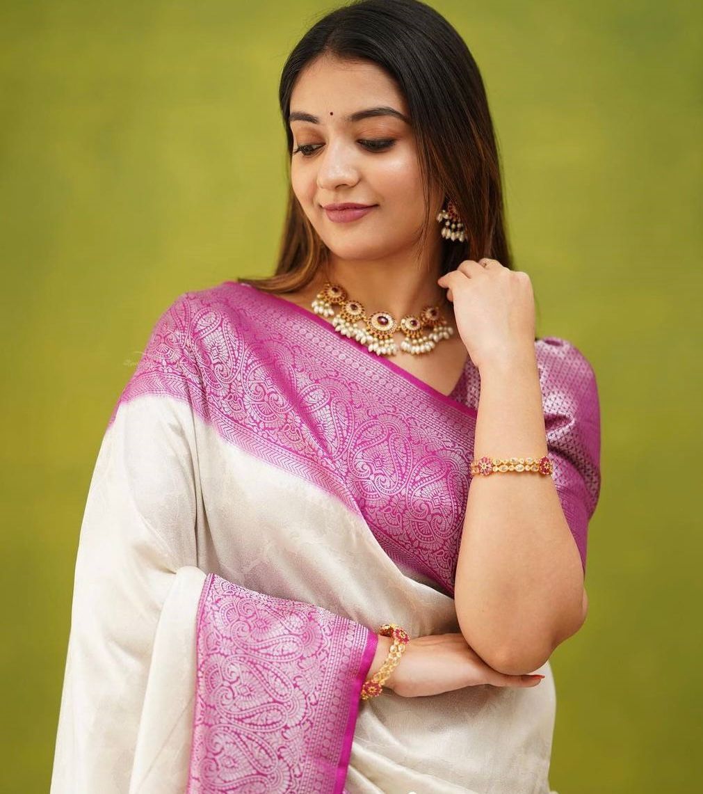 Luxurious Soft Lichi Silk Saree with Rich Jacquard Work