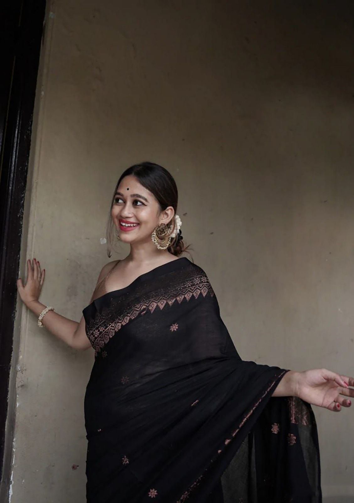 Festive Soft Lichi Silk Saree with Rich Blouse Embroidery