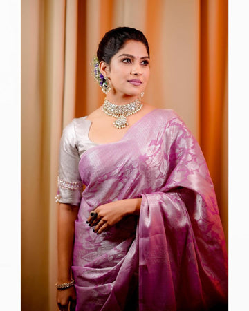 Premium Lichi Silk Saree with Elegant Blouse Details