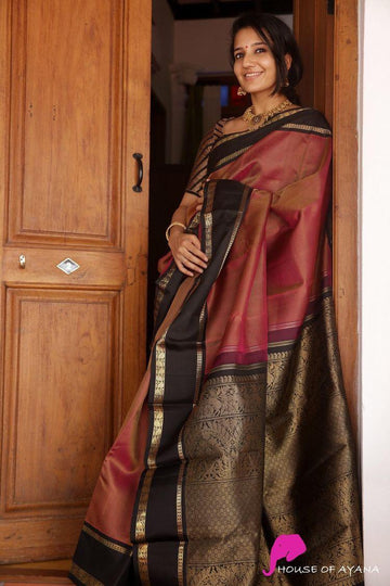 Majestic Lichi Silk Saree with Exclusive Blouse Border