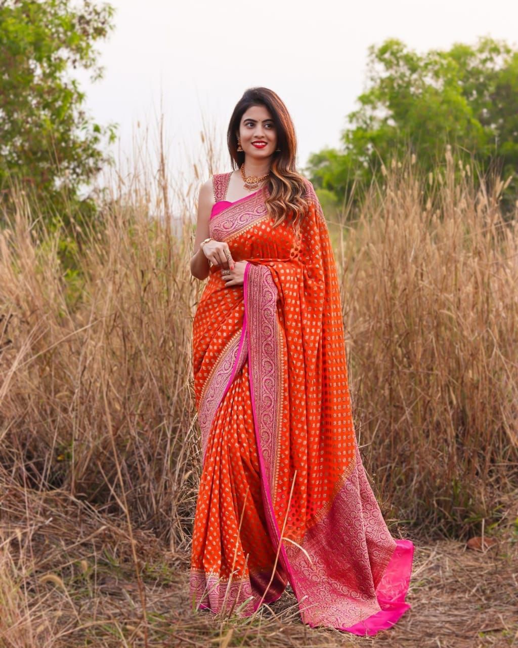 Festive Soft Lichi Silk Saree with Exclusive Pallu & Border