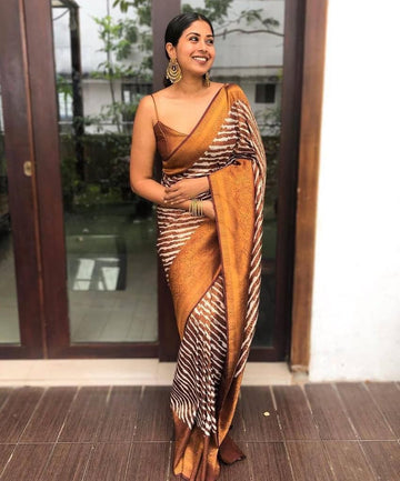 Gorgeous Soft Lichi Silk Saree with Stunning Blouse Work