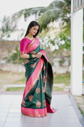 Regal Lichi Silk Saree with Beautiful Rich Pallu