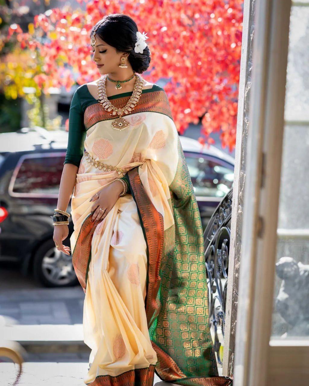 Majestic Soft Lichi Silk Saree with Lavish Jacquard Border