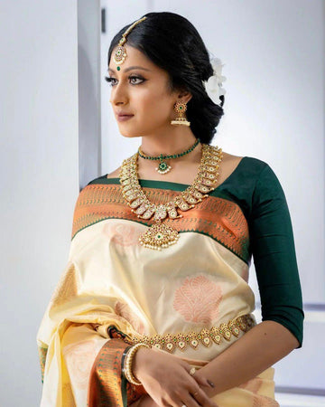 Majestic Soft Lichi Silk Saree with Lavish Jacquard Border