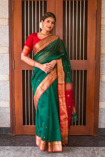 Gorgeous Lichi Silk Saree with Ornate Blouse Border