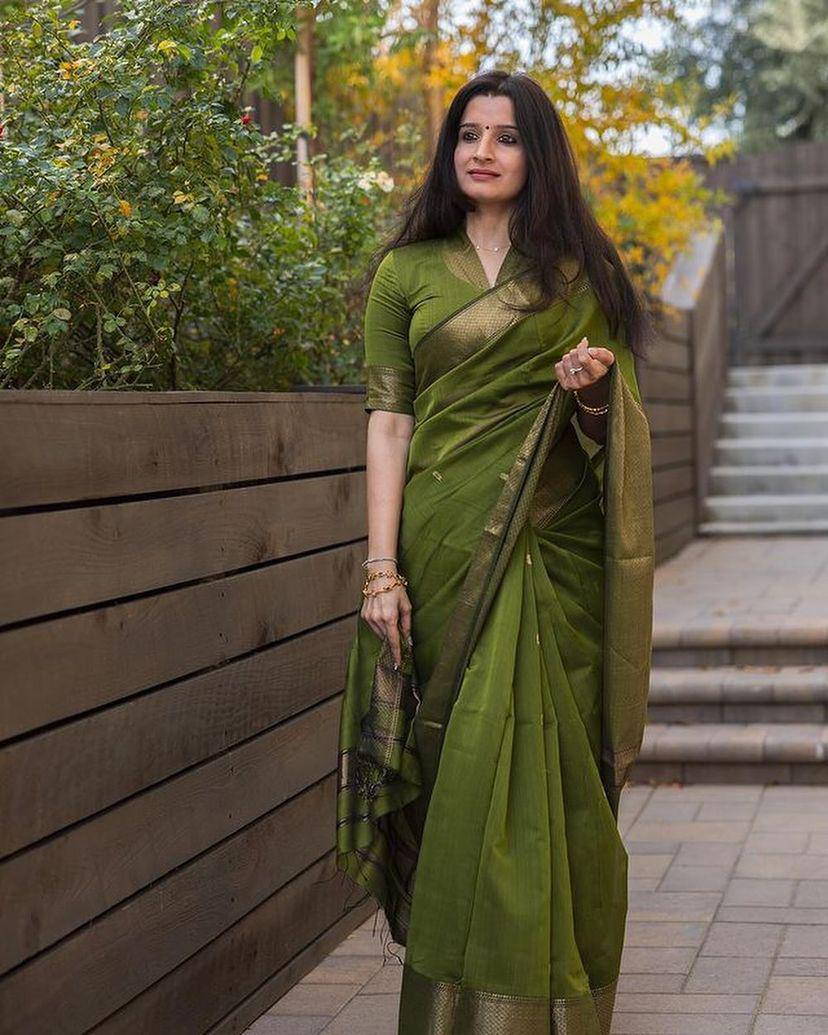 Green Indian Weddings Lichi Silk Saree