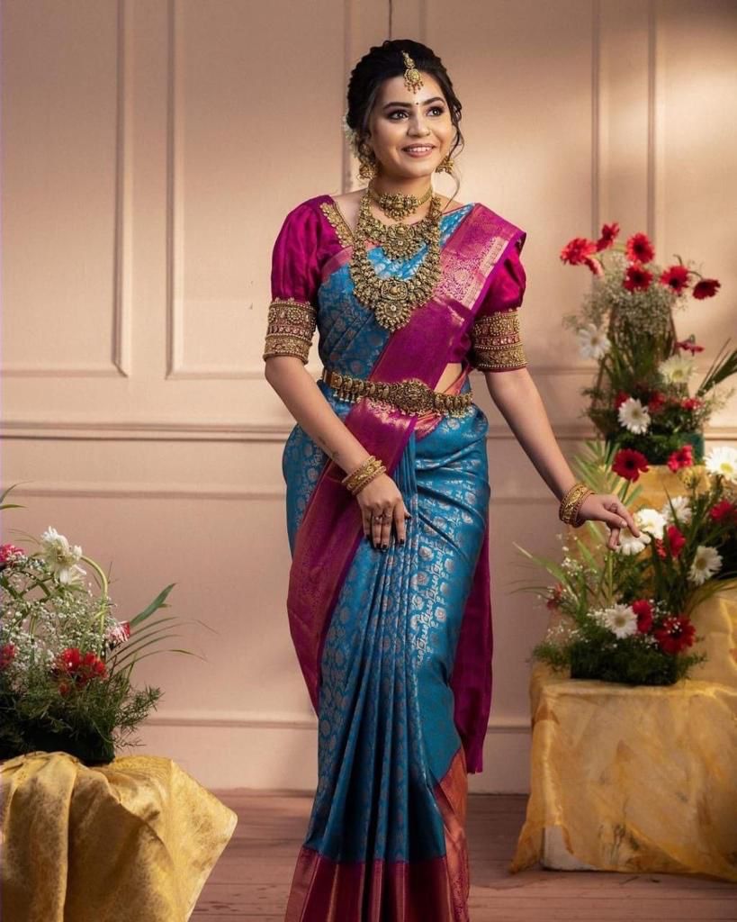 Festive Soft Lichi Silk Saree with Lavish Blouse Accents